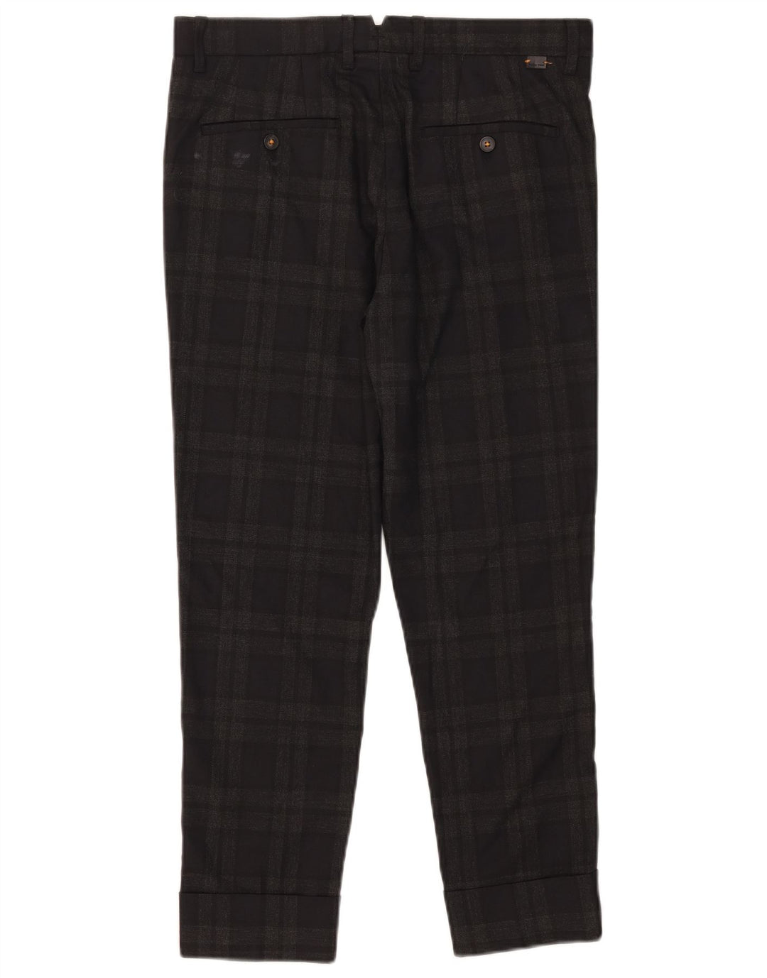Zara Mens Slim Cropped Calças EU 38 Pequeno W30 L25 Cinza Poliéster Xadrez