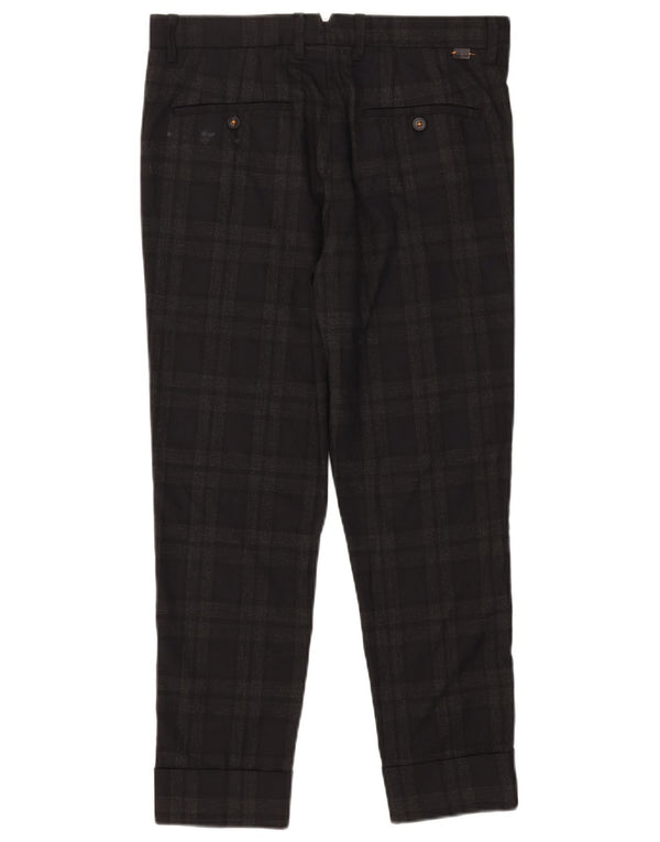 Zara Mens Slim Cropped Calças EU 38 Pequeno W30 L25 Cinza Poliéster Xadrez