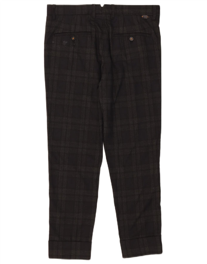 Zara Mens Slim Cropped Calças EU 38 Pequeno W30 L25 Cinza Poliéster Xadrez