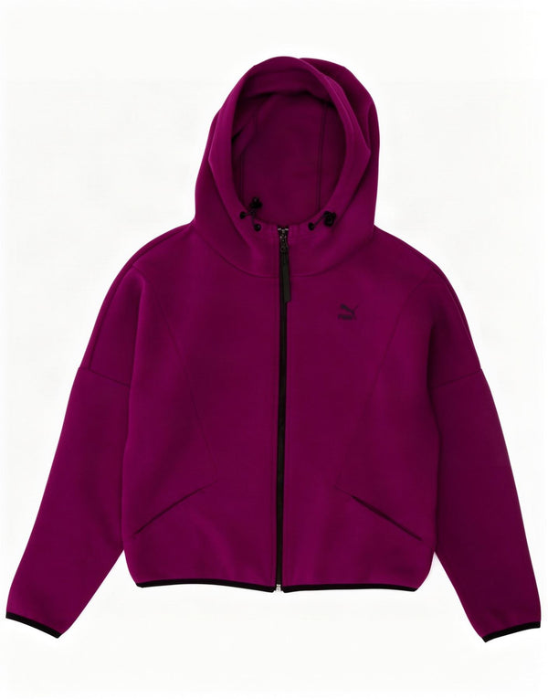 Suéter feminino Puma com capuz e zíper grande Reino Unido 10 algodão roxo pequeno