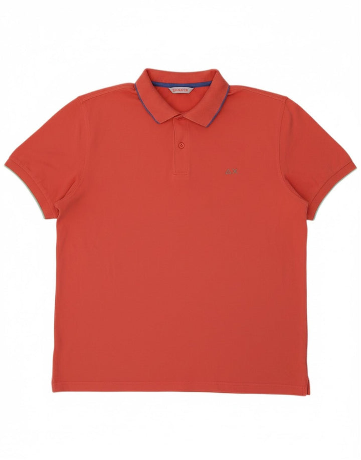 Camisa polo masculina SUN68 grande algodão laranja