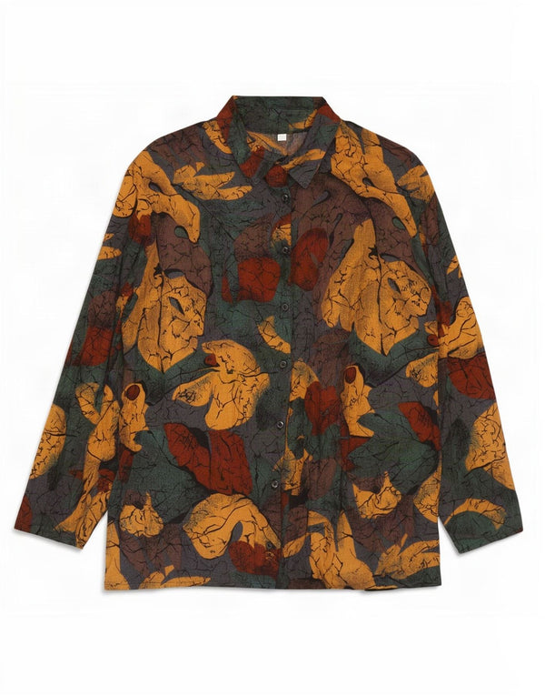 Blusa feminina vintage UK 14 média floral multicolorida