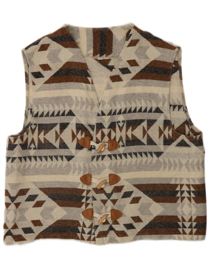 Suéter cardigã masculino vintage médio multicolorido geométrico asteca