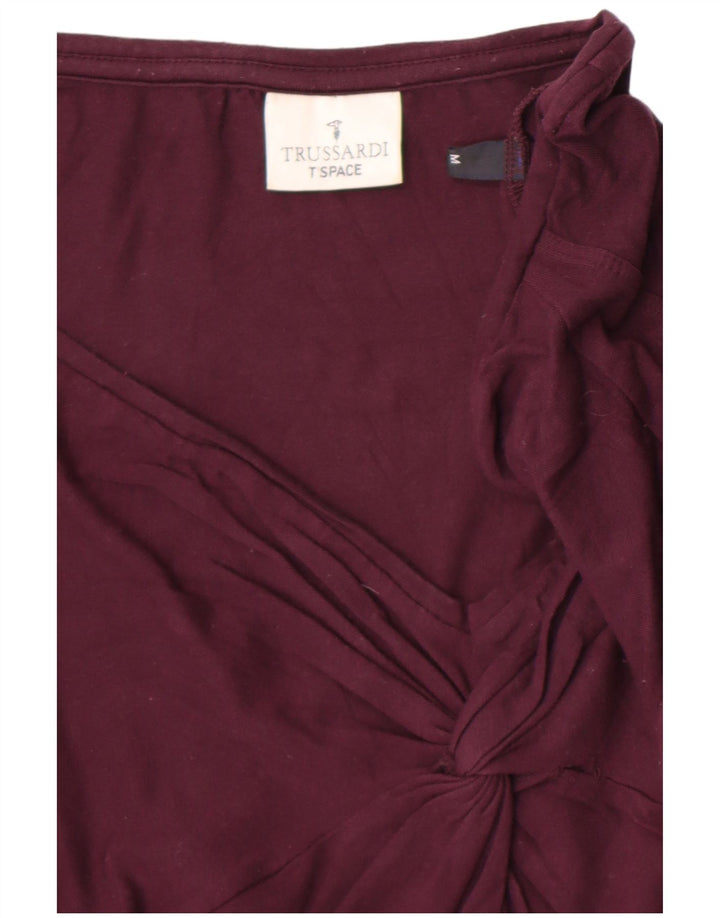 Trussardi Top feminino manga comprida UK 12 viscose roxo médio