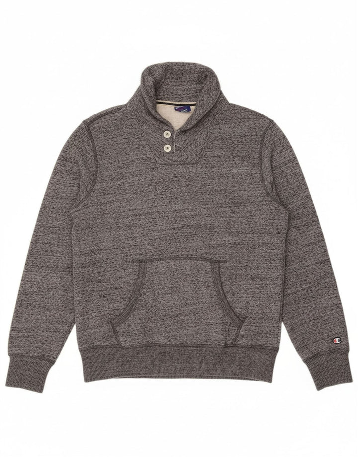 CHAMPION Suéter masculino com gola xale e algodão manchado cinza grande
