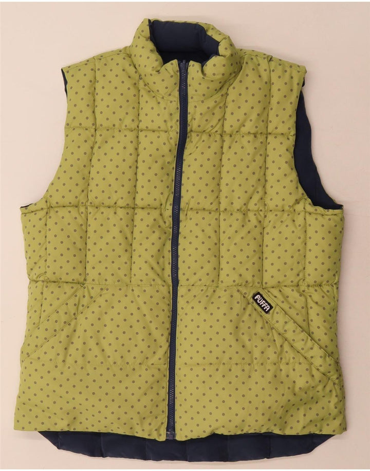 Colete acolchoado reversível feminino Puffa UK 16 grande poliéster azul