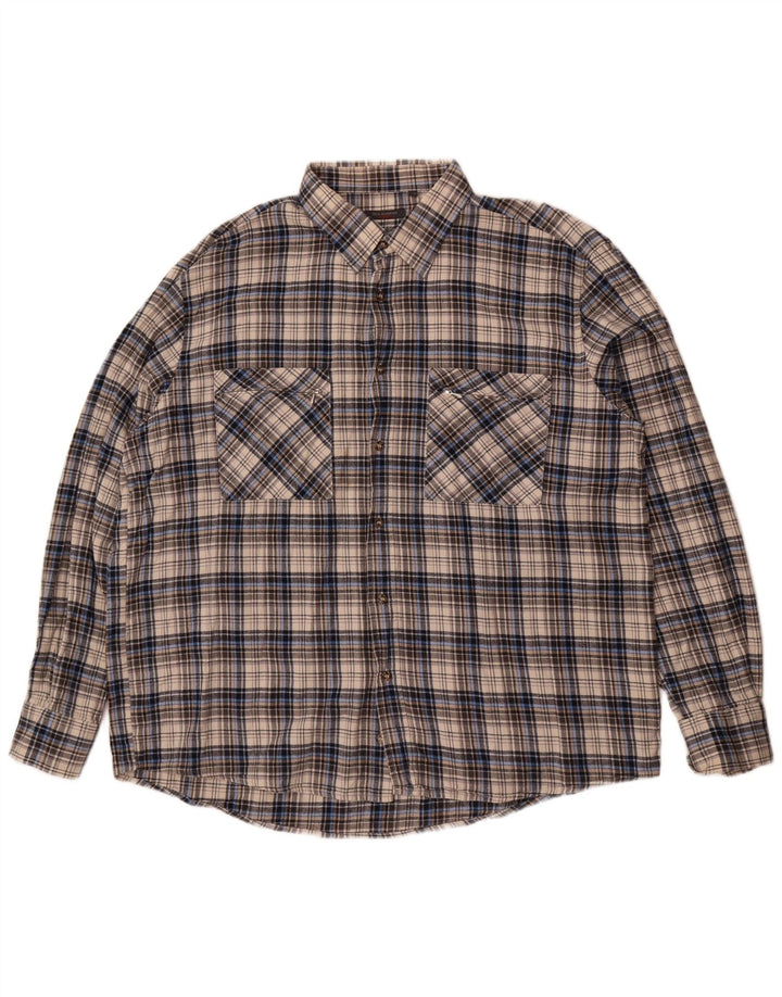 Camisa masculina de flanela Sea Barrier 2XL algodão xadrez cinza