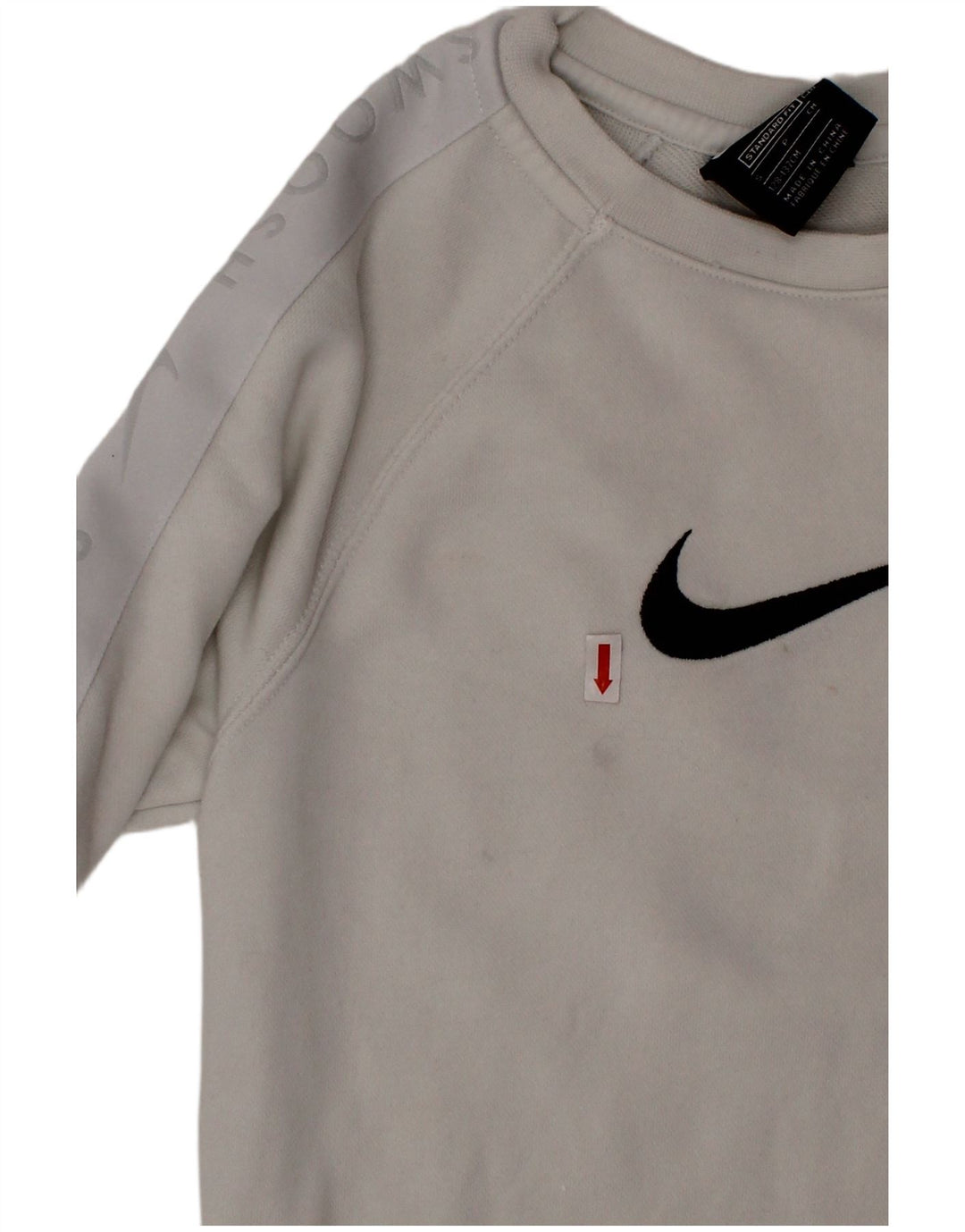 NIKE Boys Swoosh Standard Fit moletom jumper 8-9 anos pequeno branco