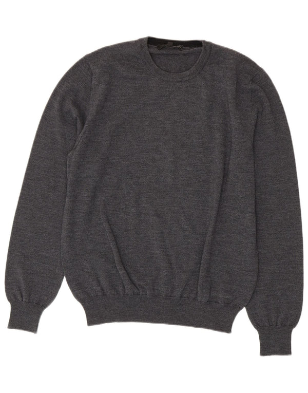 Suéter feminino Calvin Klein Jeans com gola redonda, tamanho 16, cinza grande