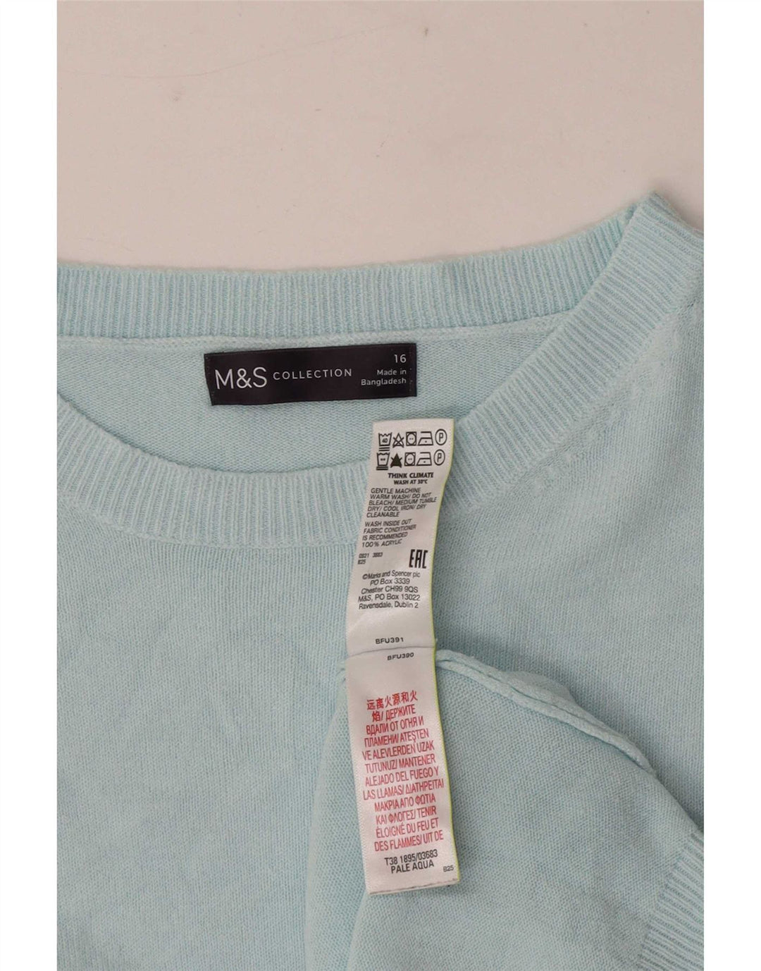 Suéter feminino Marks & Spencer com gola redonda Reino Unido 16 grande turquesa