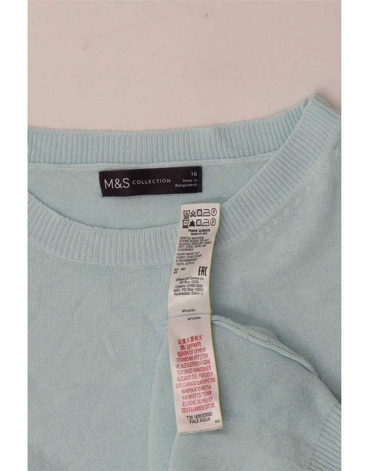 Suéter feminino Marks & Spencer com gola redonda Reino Unido 16 grande turquesa