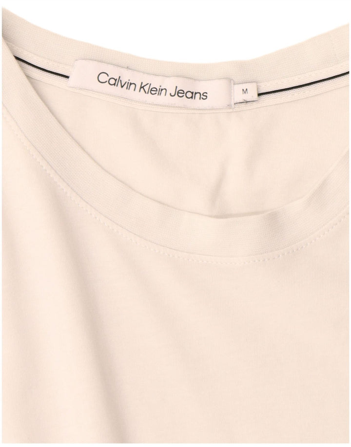 Camiseta masculina Calvin Klein Jeans Top médio algodão branco