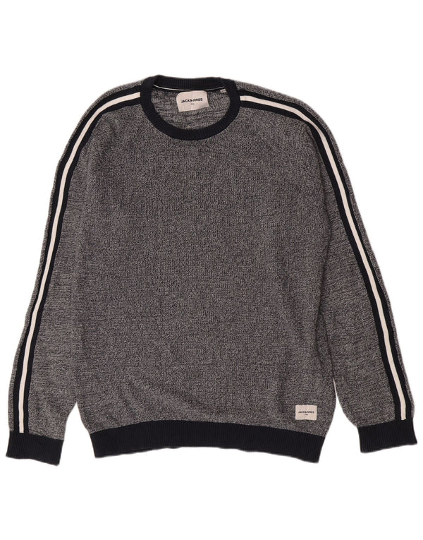 Jack & Jones Mens Core Crew Neck Jumper Sweater XL Navy Blue Flecked Cotton