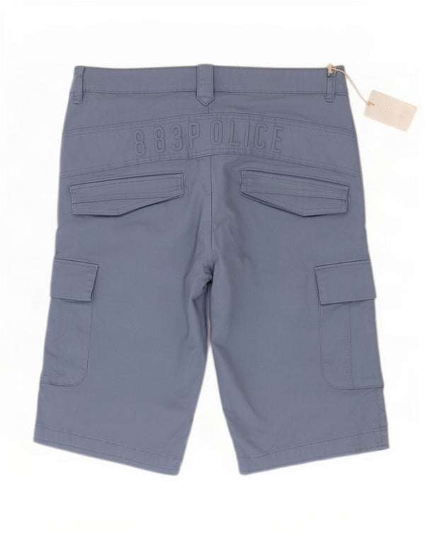 883 Police Mens Graphic Cargo Shorts W34 Grande Algodão Azul