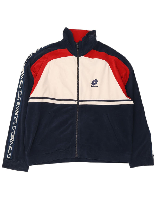 Jaqueta masculina de agasalho Lotto Reino Unido 40/42 grande bloco colorido azul marinho