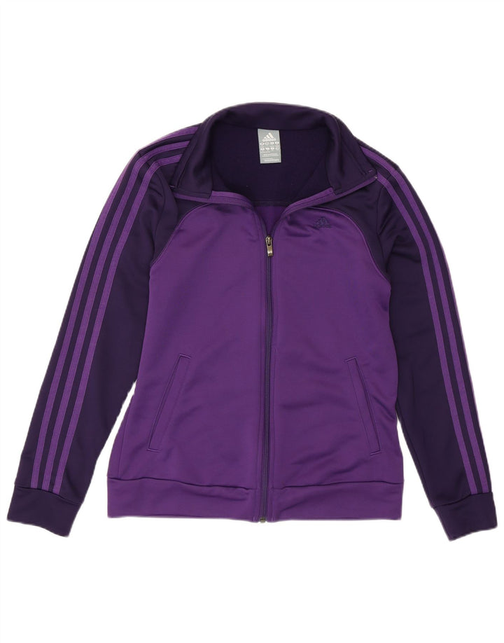 Adidas Womens Tracksuit Top Jacket UK 8/10 Pequeno Roxo Poliéster