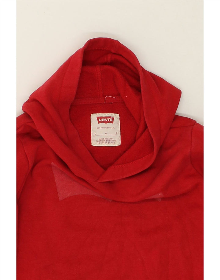 LEVI'S Boys Graphic Hoodie Jumper 10-11 Years Large Red Cotton Vintage Levi's and Second-Hand Levi's from Messina Hembry 