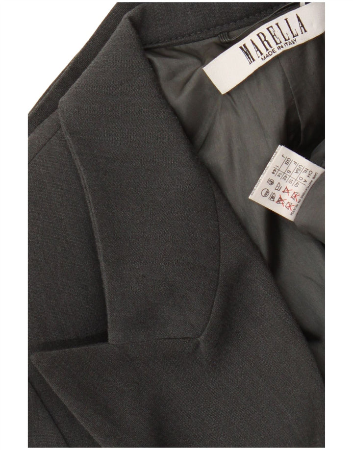 Jaqueta blazer feminina Marella com peito duplo UK 14 cinza médio Cupro