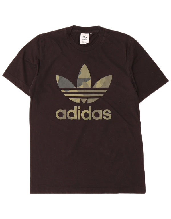 Adidas Mens Graphic T-Shirt Top Pequeno Algodão Preto
