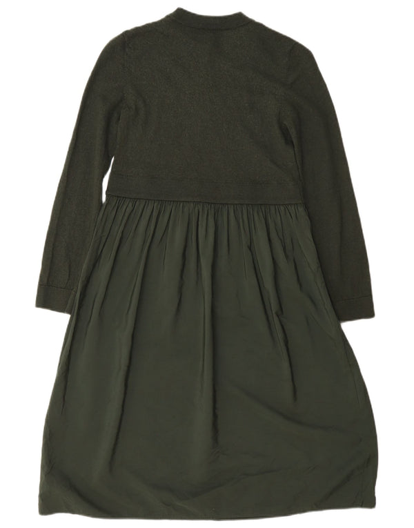 Cos vestido feminino de manga comprida em camadas UK 6 XS verde lã