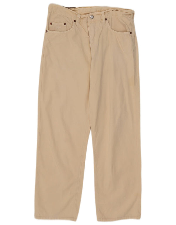 Calça masculina reta casual Charro W34 L26 algodão bege