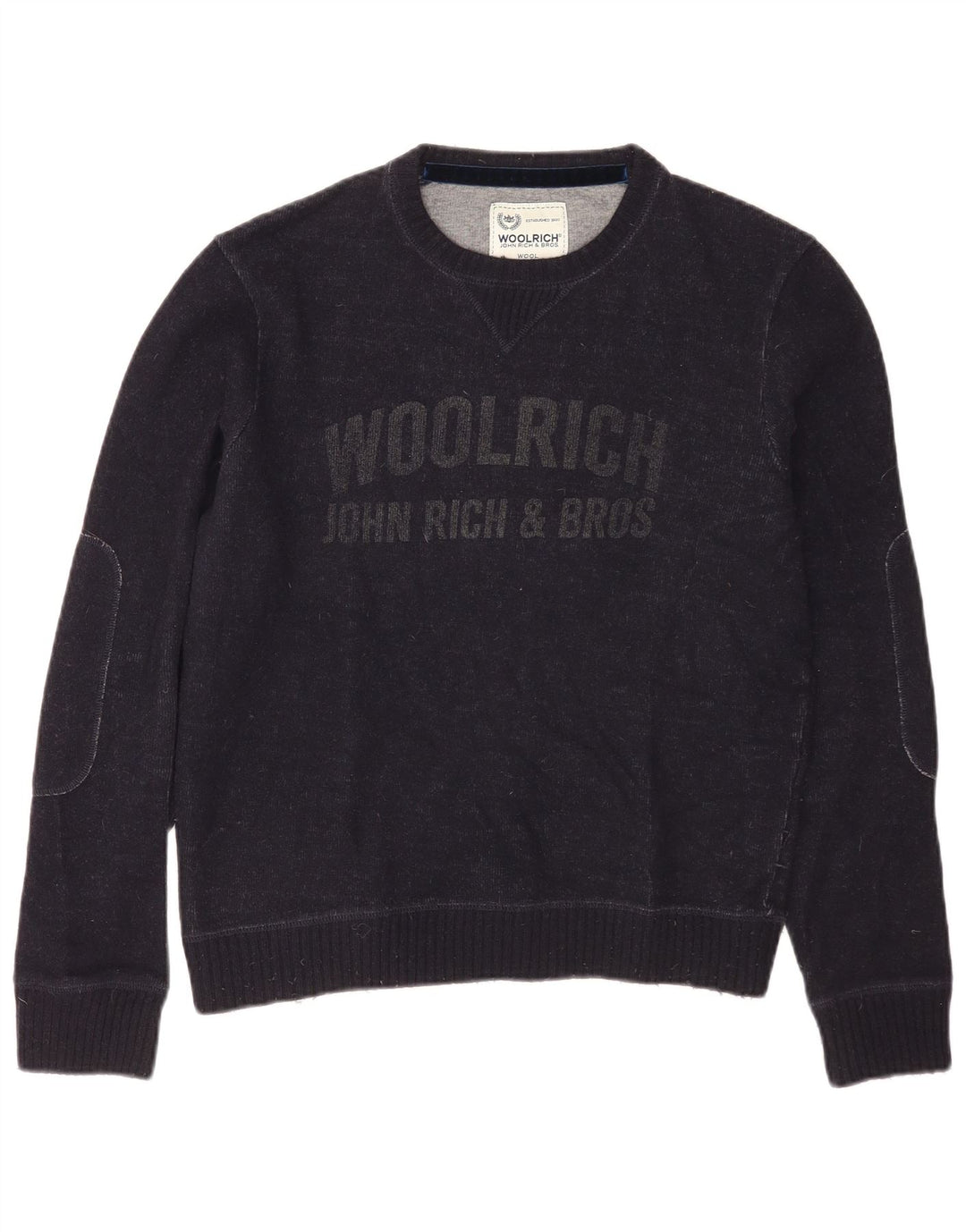 Suéter masculino Woolrich com gola canoa e lã azul marinho médio