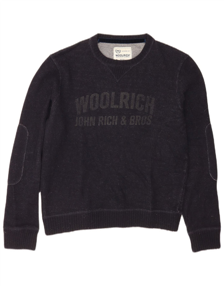 Suéter masculino Woolrich com gola canoa e lã azul marinho médio