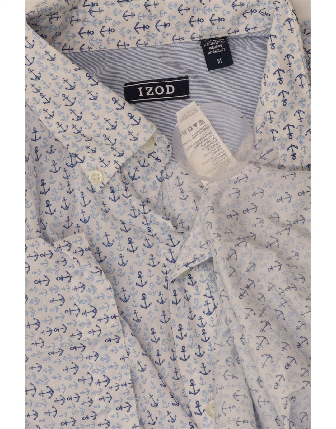 Camisa masculina de manga curta IZOD algodão manchado azul médio