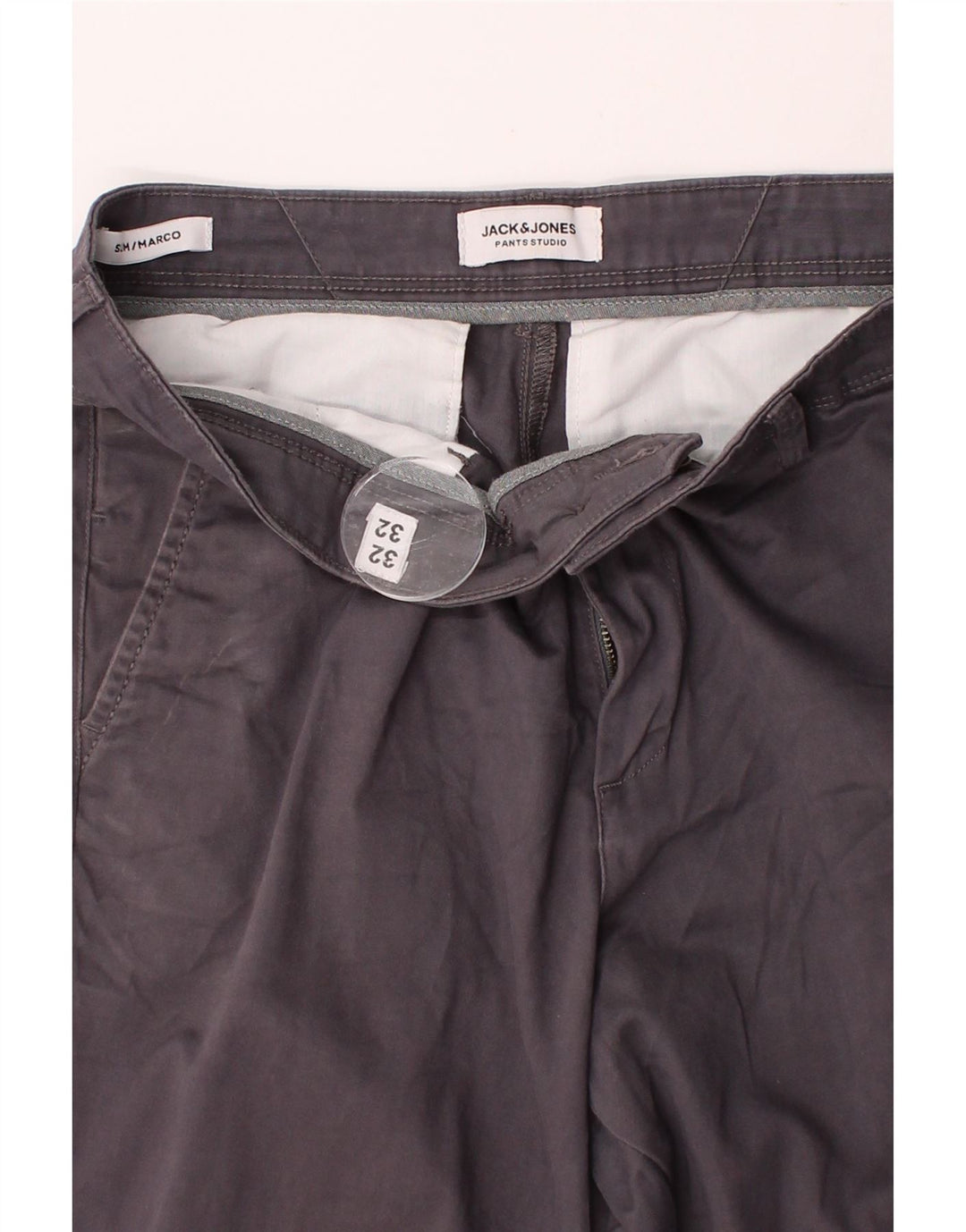 JACK & JONES Mens Marco Slim Chino Trousers  W32 L31 Grey Cotton Vintage Jack & Jones and Second-Hand Jack & Jones from Messina Hembry 