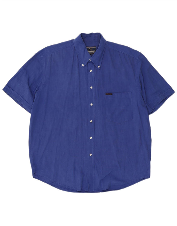 Camisa masculina de manga curta Sergio Tacchini grande algodão azul