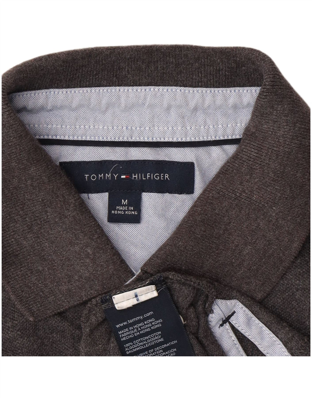 Camisa polo masculina TOMMY HILFIGER algodão cinza médio
