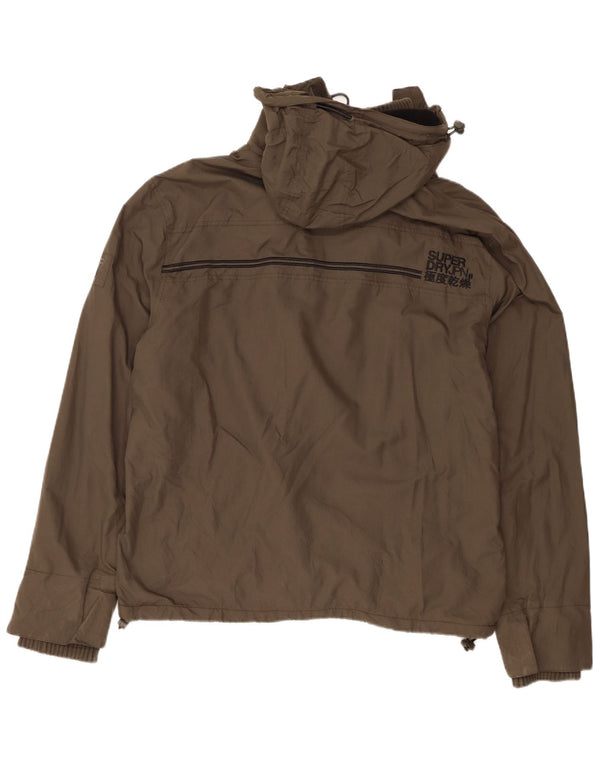 Jaqueta corta-vento masculina Superdry com capuz Reino Unido 46 3XL cáqui nylon