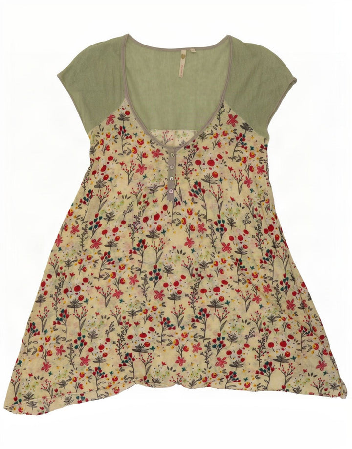Vestido túnica assimétrica feminina White Stuff Reino Unido 14 médio floral multicolorido