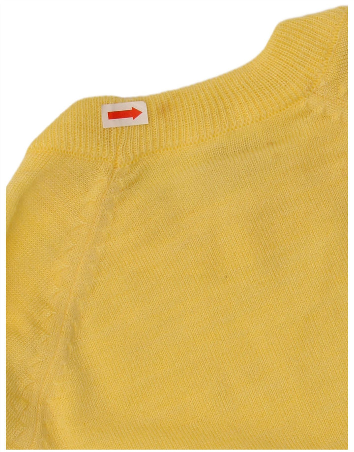Suéter feminino VINTAGE com gola redonda Reino Unido 16 grande amarelo