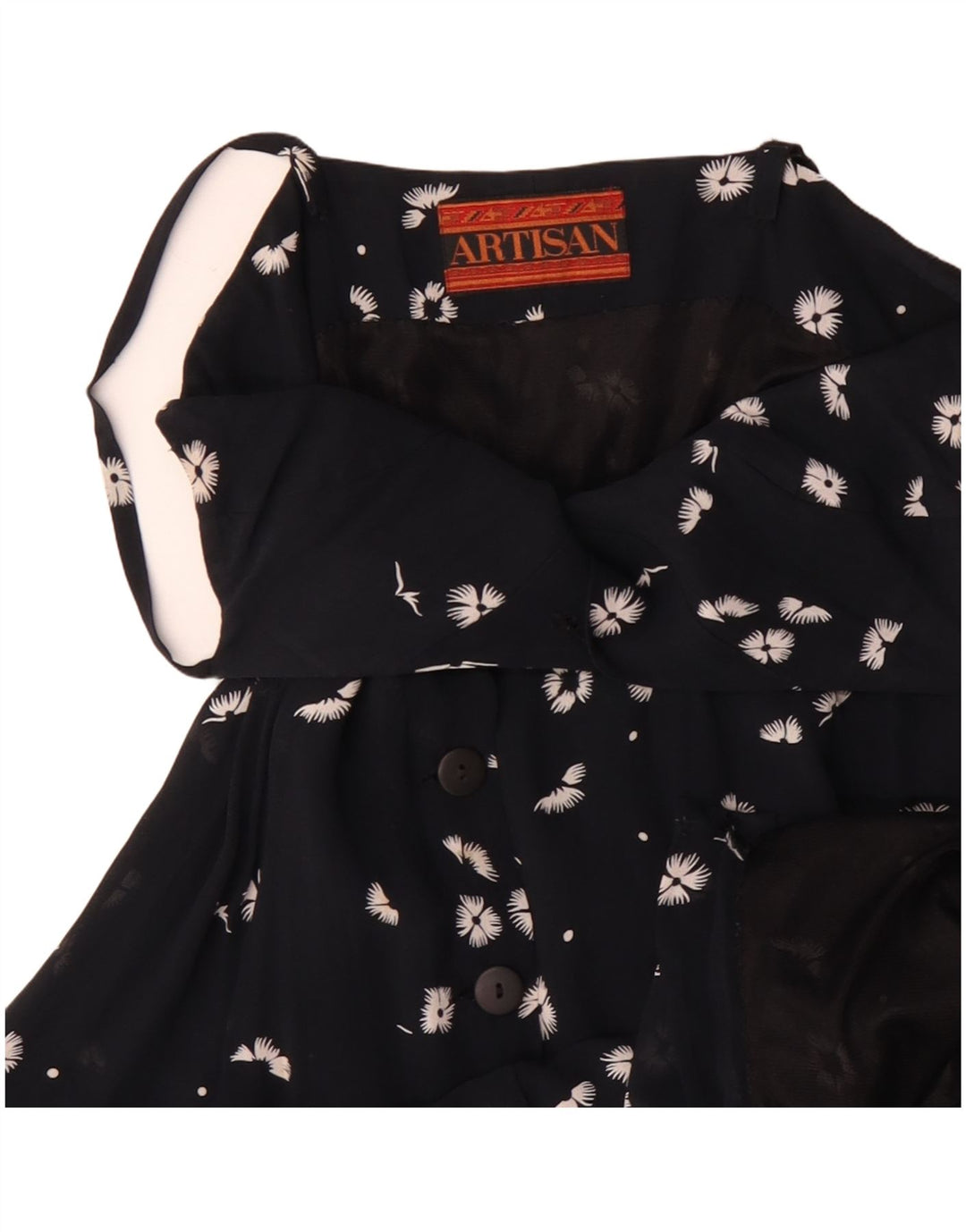 Vestido feminino Artisan UK 12 médio preto floral