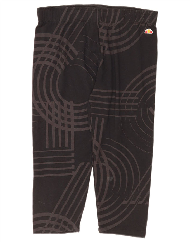 Leggings Capri Ellesse Feminina Reino Unido 12 Algodão Geométrico Preto Médio