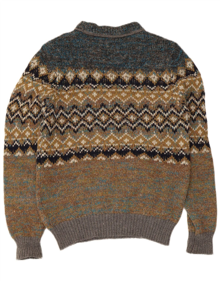 Suéter masculino Replay com gola redonda e lã pequena verde Fair Isle