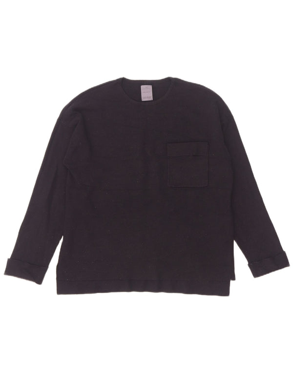Zara Suéter feminino com gola redonda, 13-14 anos, azul marinho, viscose