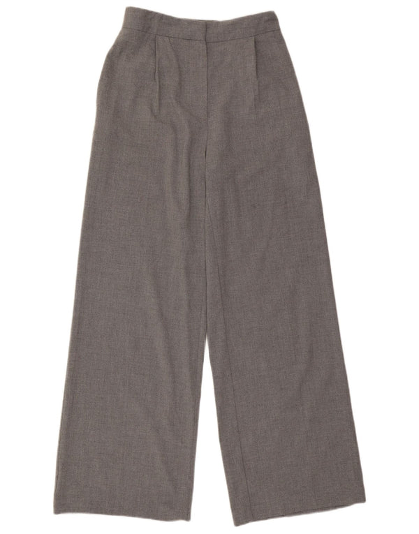Zara Calça feminina casual cintura alta perna larga pequena W26 L31 cinza