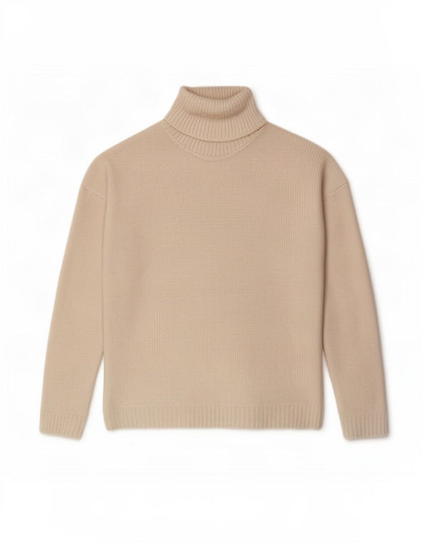 Zara Suéter feminino com gola redonda e gola redonda UK 14 Médio Off White