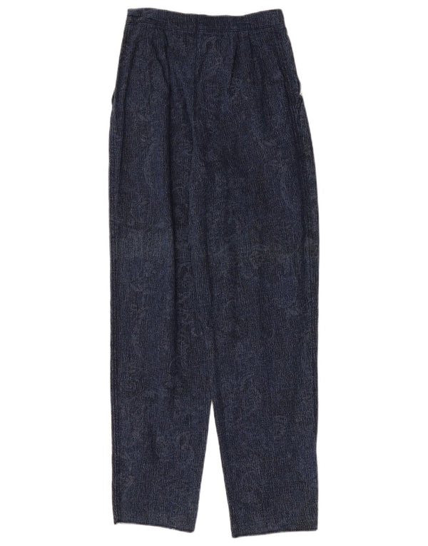 Jeans cônicos vintage para meninas 15-16 anos W26 L31 Azul marinho Paisley