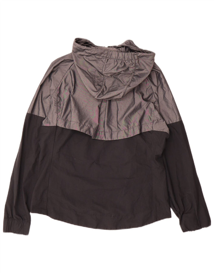 Jaqueta de chuva feminina Nike com capuz UK 10 pequena cinza colorblock nylon