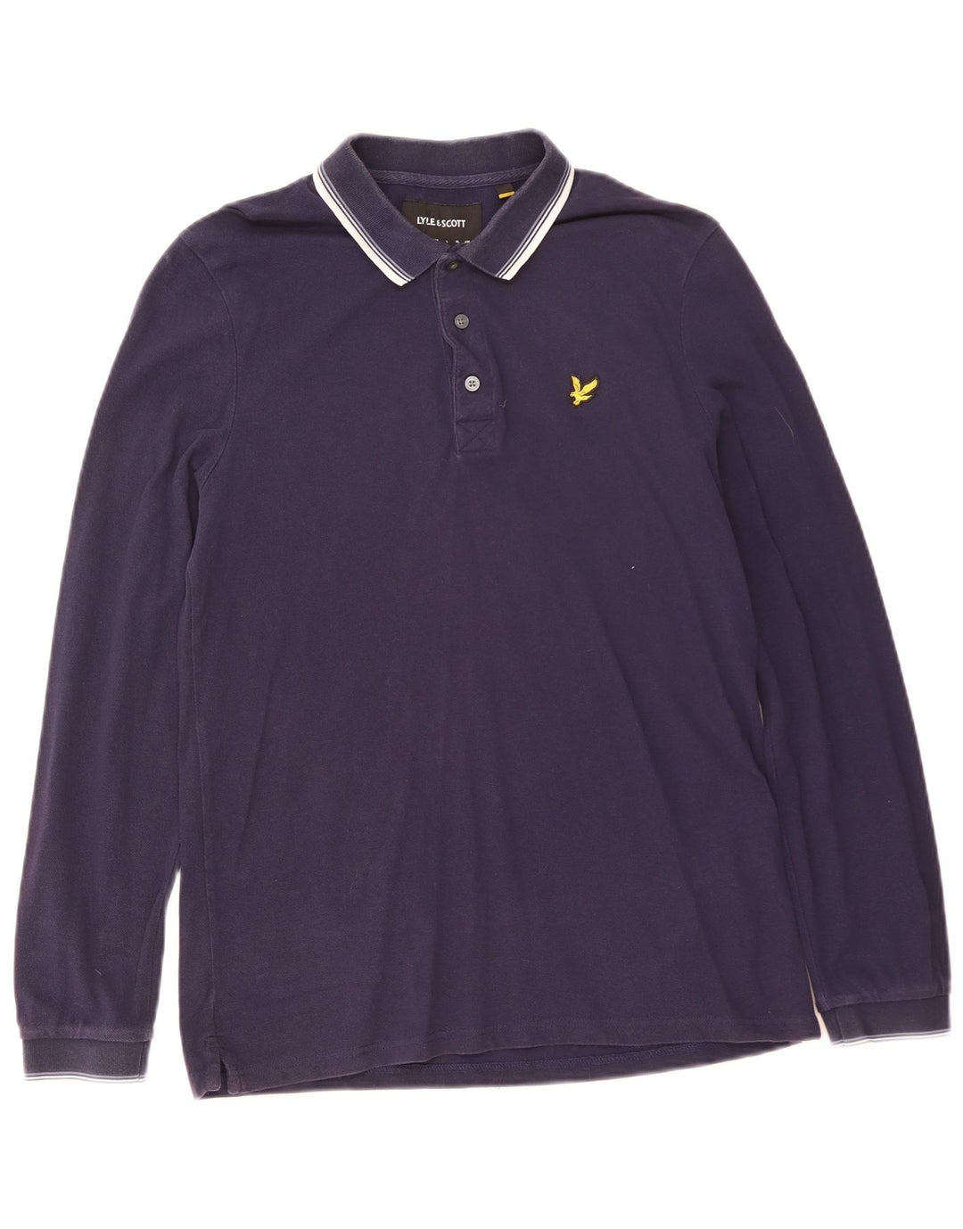 Camisa polo masculina de manga comprida Lyle & Scott de algodão azul marinho médio