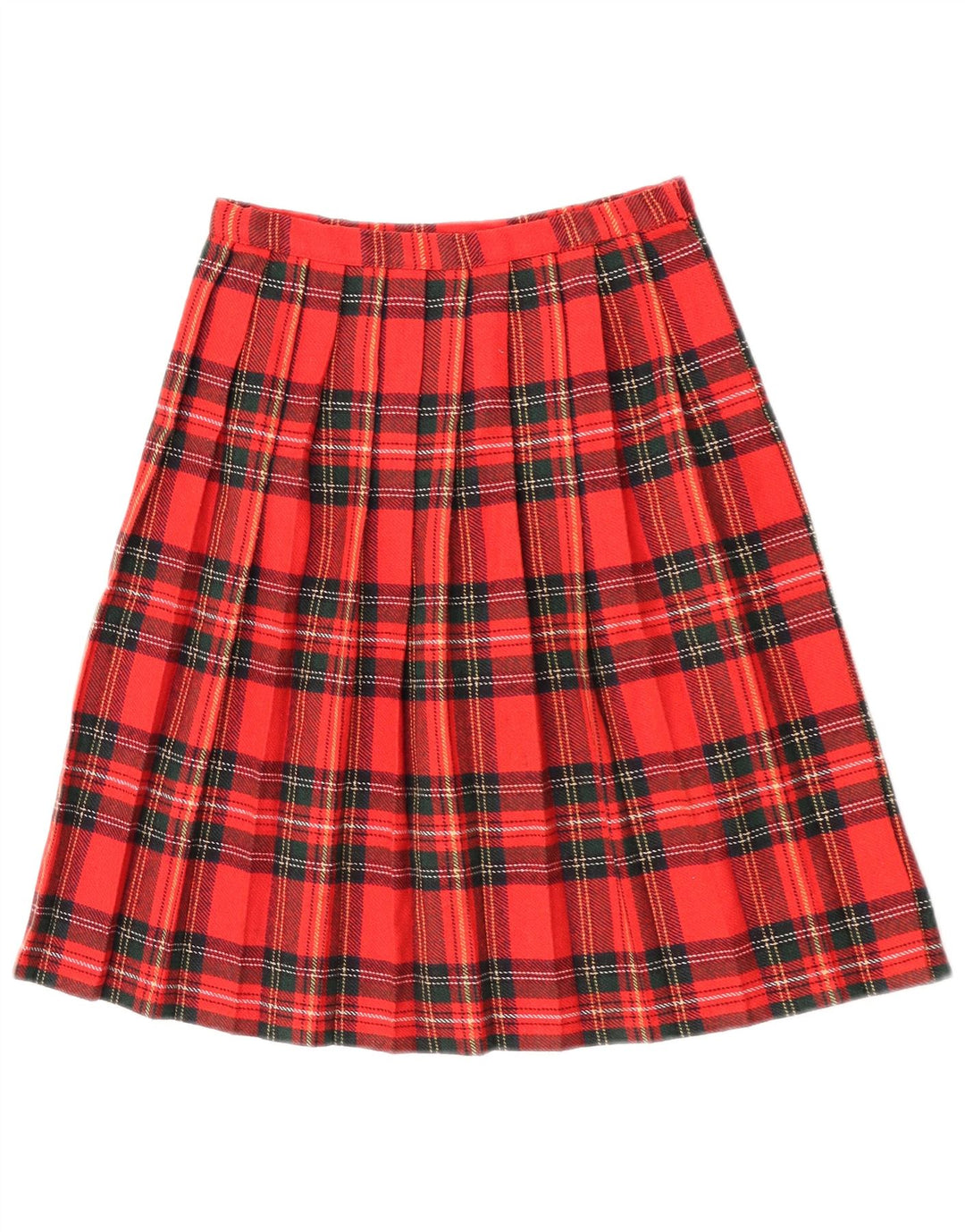 Saia plissada feminina vintage W26 pequena xadrez vermelha