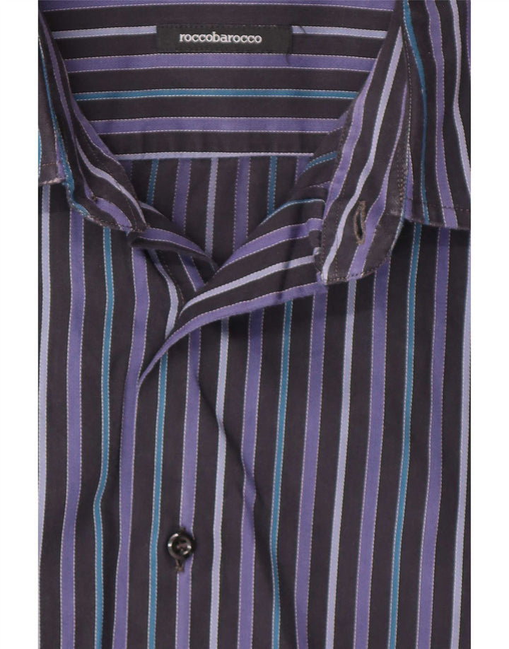 Camisa masculina Roccobarocco média listrada multicolorida