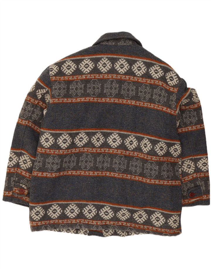 Jaqueta Sherpa masculina VINTAGE UK 42 XL azul marinho Fair Isle