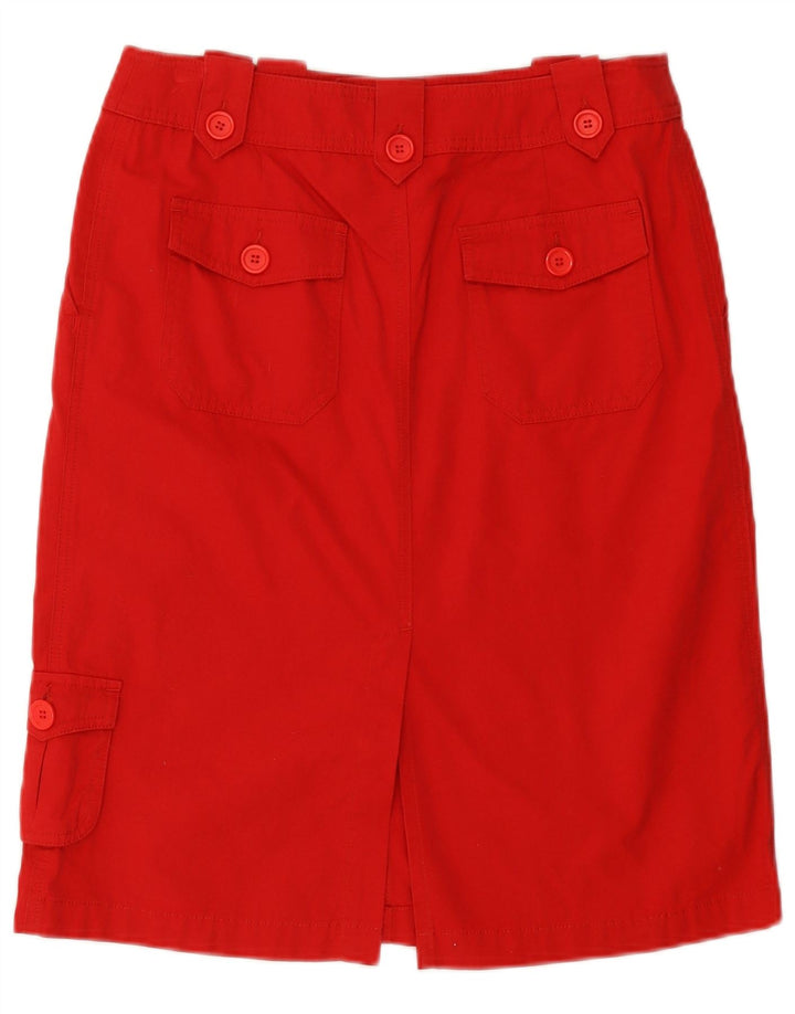 Saia cargo feminina Oasis UK 12 médio W30 algodão vermelho