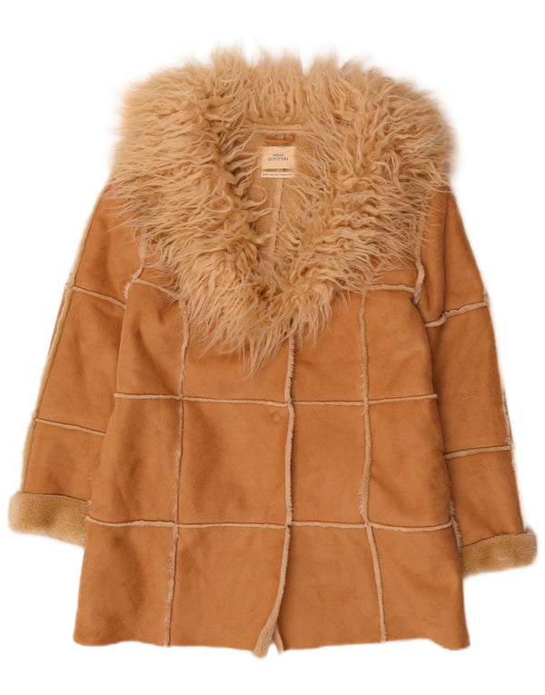 Sobretudo feminino Sherpa URBAN OUTFITTERS UK 6 XS Poliéster Bege