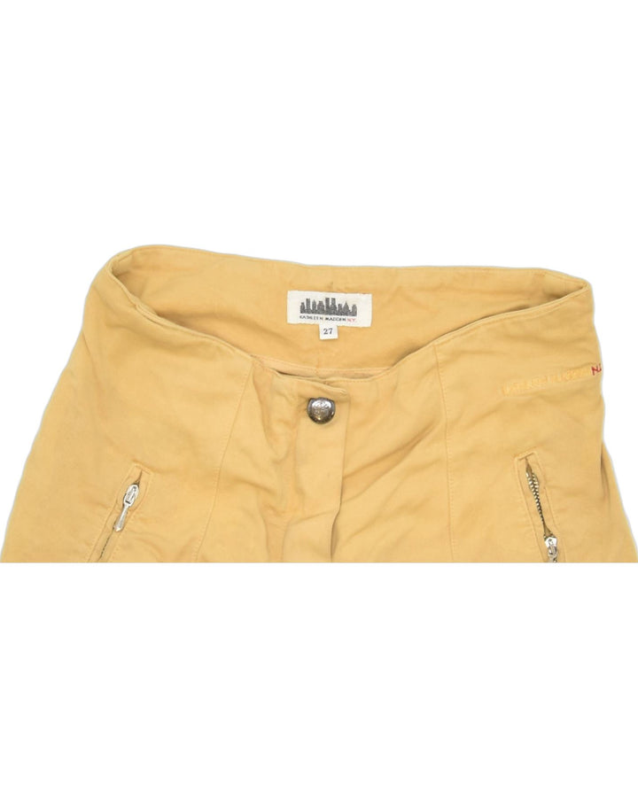 VINTAGE Womens High Waist Casual Trousers W27 L34 Yellow Cotton | Vintage | Thrift | Second-Hand | Used Clothing | Messina Hembry 