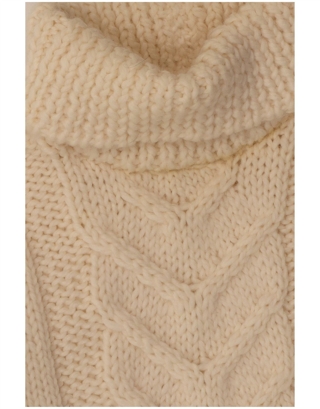 Suéter feminino vintage com gola redonda UK 14 médio off white